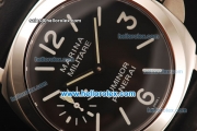 Panerai Marina Militare Pam 036 Asia 6497 Manual Winding Steel Case with Black Dial and Black Leather Strap