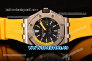 Audemars Piguet Royal Oak Offshore Diver Asia Automatic Steel Case with Black Dial Yellow Rubber Strap and White Stick Markers (EF)