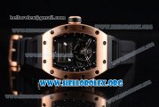 Richard Mille RM 69 Erotic Tourbillon Miyota 9015 Automatic Rose Gold Case with Skeleton Dial Black Rubber Strap and Dot Markers