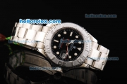 Rolex Yacht-Master Swiss ETA 2836 Automatic Movement Silver Case with Black Dial and SS Strap