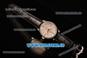 Rolex Cellini Asia Automatic Steel Case with White Dial Roman Numeral/Stick Markers and Black Leather Strap - Diamonds Bezel (BP)