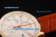 IWC Portuguese Yacht Club Chronograph Quartz Movement Rose Gold Case with White Dial and Leather Strap