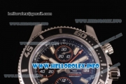 Breitling Superocean Chronograph II Chronograph Swiss Valjoux 7750 Automatic Steel Case with Black Dial Black Leather Strap and Oranger Second Hand