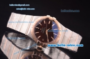 Omega Constellation Co-Axial Asia 2813 Automatic Steel Case with Rose Gold Bezel and Brown Dial-Stick Markers