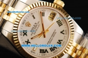 Rolex Datejust Automatic Movement White Dial with Gold Bezel and Two Tone Strap-Lady Model