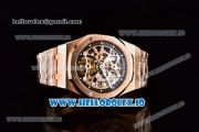 Audemars Piguet Royal Oak Skeleton Tourbillon Swiss Tourbillon Manual Winding Rose Gold Case Skeleton Dial With Dots Markers Rose Gold Bracelet