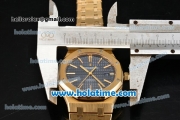 Audemars Piguet Royal Oak Swiss ETA 2824 Automatic Full Yellow Gold with Gold Sitck Markers and Blue Dial - 1:1 Original