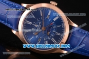 Patek Philippe Grand Complications Perpetual Calendar Miyota Quartz Rose Gold Case with Blue Dial and White Roman Numeral Markers