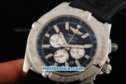 Breitling Chronomat B01 Chronograph Miyota Quartz Movement Steel Case with Black Dial-Stick Markers and Black Rubber Strap
