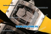 Richard Mille RM007 Miyota 6T51 Automatic Steel Case with Diamonds Dial and Yellow Rubber Strap