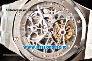 Audemars Piguet Royal Oak Skeleton Tourbillon Swiss Tourbillon Manual Winding Steel Case Skeleton Dial With Dots Markers Steel Bracelet