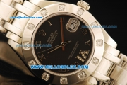 Rolex Datejust Automatic Movement Full Steel with Grey Dial and Diamond Bezel-ETA Coating Case