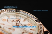 Hublot Big Bang Chronograph Swiss Quartz Movement Rose Gold Case with Diamond Bezel and Blue Rubber Strap-Lady Model