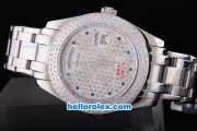 Rolex Day-Date Oyster Perpetual Automatic Full Diamond Bezel and Dial,Blue Round Bead Marking and Big Calendar