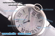 Cartier Ballon bleu de Swiss Quartz Steel Case with White MOP Dial and White Leather Strap