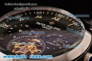 Patek Philippe Grand Complitcations Asia HT1035-Tourbillon Automatic Steel Case with Black Leather Strap Roman Numeral Markers and Black Dial