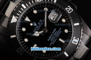 Rolex Submariner Automatic Movement PVD Case and Strap with Black Dial