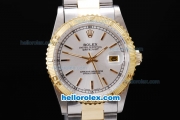 Rolex Datejust Automatic Two Tone with Gold Bezel and White Dial