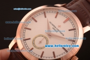 Vacheron Constantin Patrimony Automatic Rose Gold Case with White Dial and Brown Leather Strap