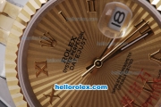 Rolex Datejust Automatic Two Tone with Gold Bezel,Gold Dial and Roman Marking