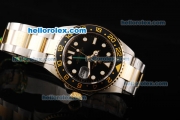 Rolex GMT-Master II Oyster Perpetual Swiss ETA 2836 Automatic Movement Two Tone with Black Bezel and Black Dial