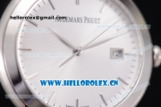 Audemars Piguet Jules Audemars Clone AP Calibre 3120 Automatic Steel Case with Silver Dial Stick Markers and Brown Leather Strap - 1:1 Original (EF)