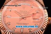 Rolex Day-Date Asia 2813/Swiss ETA 2836/Clone Rolex 3135 Automatic Rose Gold Case with Diamonds Markers and Pink MOP Dial (BP)