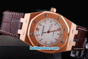 Audemars Piguet Selfwinding Royal Oak Automatic Movement Rose Gold Case and Bezel with White Dial