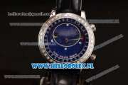 Patek Philippe Grand Complication Sky Moon Celestial Compass Miyota 9015 Automatic Steel Case with Blue Dial and Black Genuine Leather Strap (GF)