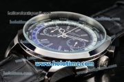 Patek Philippe Complicated World Time Chrono Miyota Quartz Steel Case with Black Dial and Stick Markers
