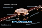 Breitling Bentley Motors Chrono Swiss Valjoux 7750 Automatic Rose Gold Case with Brown Leather Strap Stick Markers and White Dial