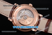 Audemars Piguet Jules Audemars Clone AP Calibre 3120 Automatic Rose Gold Case with White Dial Stick Markers and Brown Leather Strap (EF)