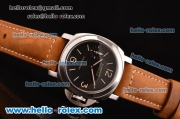 Panerai Luminor Marina Swiss ETA 6497 Manual Winding Stainless Steel Case with Black Dial and Brown Leather Strap