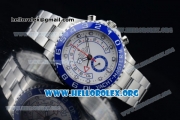 Rolex Yacht-Master II Chrono Swiss Valjoux 7750 Automatic Steel Case with White Dial Blue Bezel and Stainless Steel Bracelet - (BP)