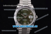 Rolex Day-Date II Swiss ETA 2836 Automatic Stainless Steel Case/Bracelet with Green Dial and Roman Numeral Markers (BP)