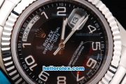 Rolex Day Date II Oyster Perpetual Automatic Movement Silver Case with Black Dial and White Number Markers