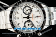 Omega Speedmaster Racing Master Clone Omega 9900 Automatic Steel Case/Bracelet White Dial With Stick Markers(JH)