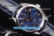 Omega Seamaster Aqua Terra 150 M Clone 8500 Automatic Steel Case with Blue Dial Stick Markers and Blue Leather Strap (EF)