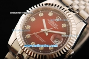 Rolex Datejust Automatic 2008 Black/Red Dial with Diamond Marking