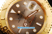 Rolex Yachtmaster Swiss ETA 2836 Automatic Movement Full Gold Case/Strap with Silver-Grey Dial and White Hour Marker
