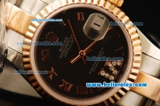 Rolex Datejust Automatic Movement ETA Coating Case with Black Dial and Rose Gold Bezel
