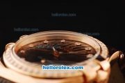 Omega Constellation Swiss ETA Quartz Rose Gold Case with Diamond Bezel and Brown Leather Strap