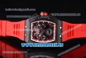 Richard Mille RM011-FM Asia ST25 Automatic PVD Case with Skeleton Dial Arabic Numeral Markers and Red Rubber Strap White Inner Bezel