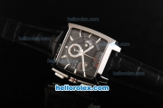 Tag Heuer Monaco Calibre 12 Chronograph Miyota Quartz Movement Swiss Coating Case with Black Dial and Silver Stick Markers