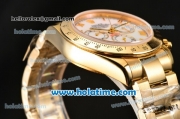 Rolex Daytona Chrono Swiss Valjoux 7750 Automatic Full Yellow Gold with Pink MOP Dial and Roman Numeral Markers