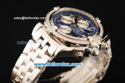 Breitling Chronomat Evolution Chronograph Swiss Valjoux 7750 Automatic Movement Full Steel with Diamond Bezel and Blue Dial