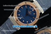 Hublot Classic Fusion Miyota 9015 Automatic Rose Gold Case with Navy Blue Dial Stick Markers and Navy Blue Genuine Leather Strap