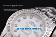 Rolex Datejust Pearlmaster Swiss ETA 2671 Automatic Full Steel with Diamond Bezel and White Dial