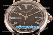 Patek Philippe Calatrava Miyota Quartz Steel Case with Black Dial and White Roman Numeral Markers