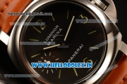 Panerai Marina Swiss ETA 6497 Manual Winding Steel Case Black Dial Stick/Arabic Numeral Markers With Steel Bezel Brown Leahter Strap (Luminor Marina Fu)